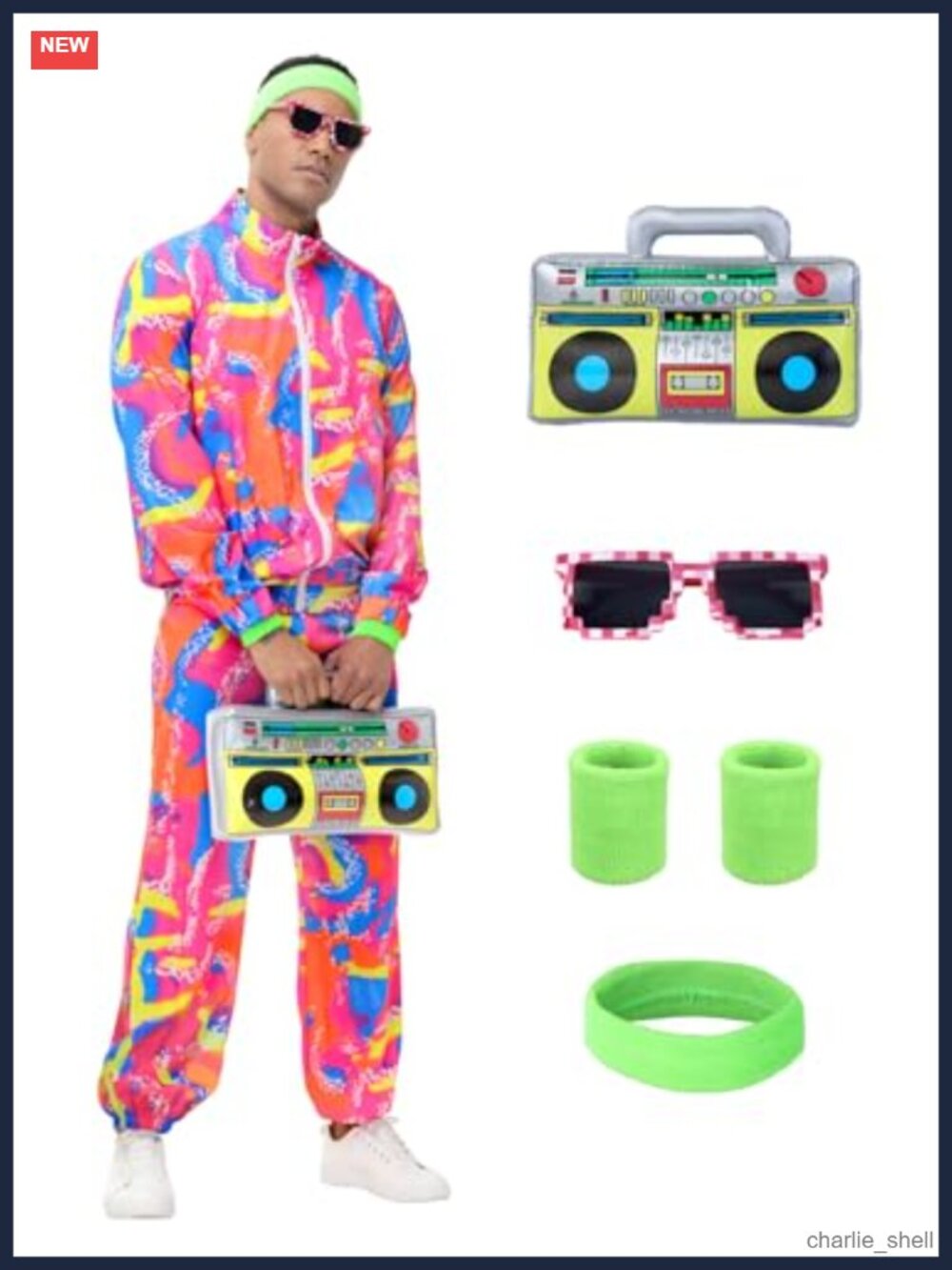 Men's 80s Retro Tracksuit Halloween Costume Set with Accessories